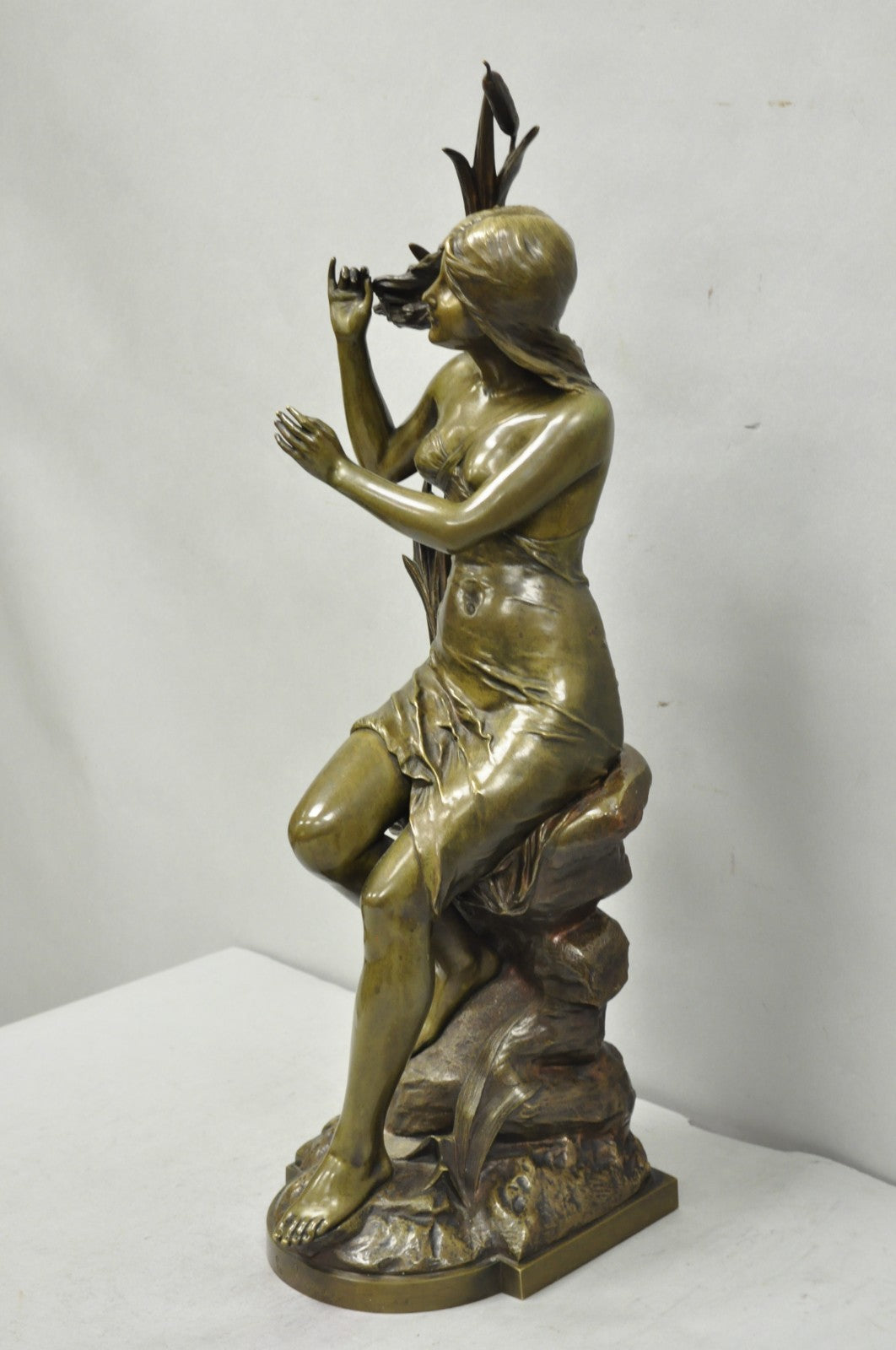 Antique Edouard Drouot (1859-1945) "La Rosse" French Bronze Sculpture of Woman