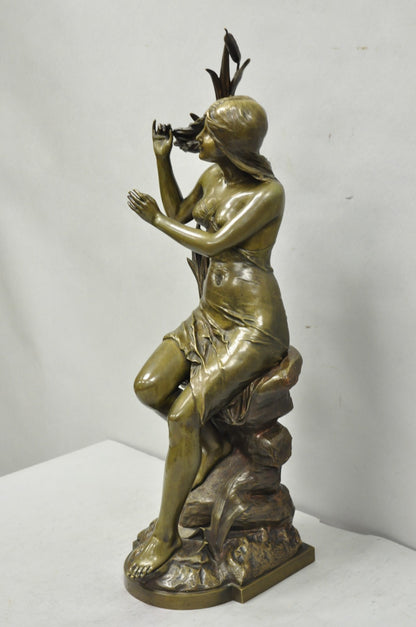 Antique Edouard Drouot (1859-1945) "La Rosse" French Bronze Sculpture of Woman