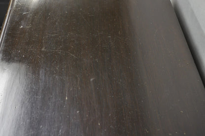 Vintage J L George Zee Chinese Figural Carved Teak Wood Flip Top Dry Bar Cabinet