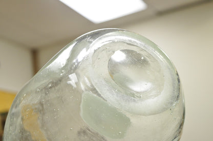 Vintage Mid Century Italian Modern Pulegoso Bubble Glass White Dimple 14" Vase