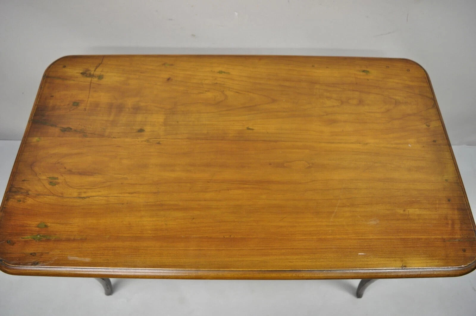 Antique French Provincial Carved Cherry Saber Leg Italian Desk Console Table