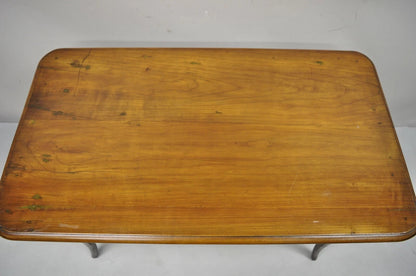 Antique French Provincial Carved Cherry Saber Leg Italian Desk Console Table