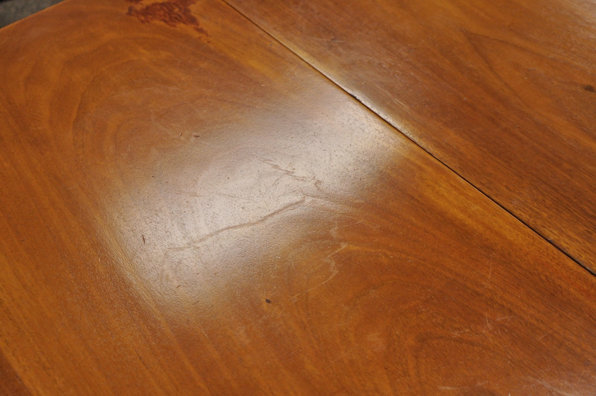 Antique American Empire 54" Square Mahogany Paw Foot Pedestal Base Dining Table