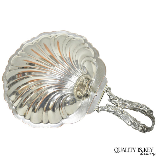 Antique English Regency Silver Plated Clam Shell Table Butler Serving Dish