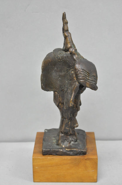 Vintage Elbert Weinberg "Scroll" Bronze Brutalist Abstract Sculpture Figure