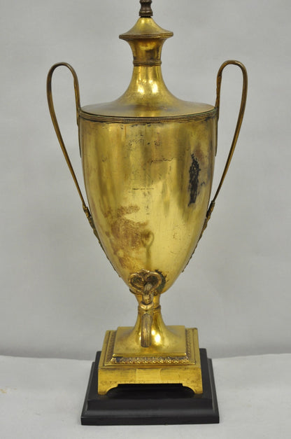 Antique French Empire Neoclassical Patinated Brass Large Samovar Urn Table Lamp