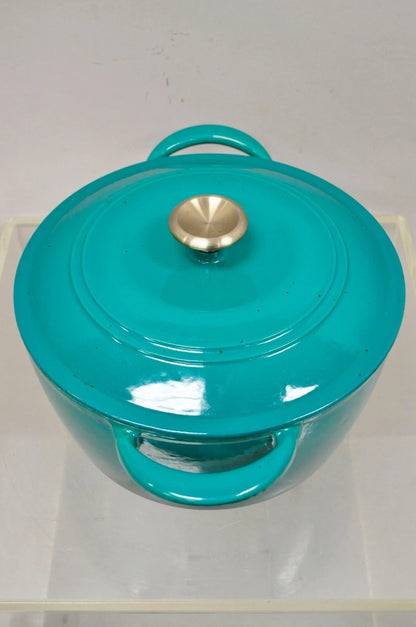 Mid Century Modern Style Green Cast Iron Dutch Oven 6.5 Qt 6.2 L Pot with Lid