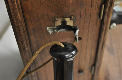 Antique Victorian Quartersawn Oak Hand Crank Candlestick Phone Wall Telephone