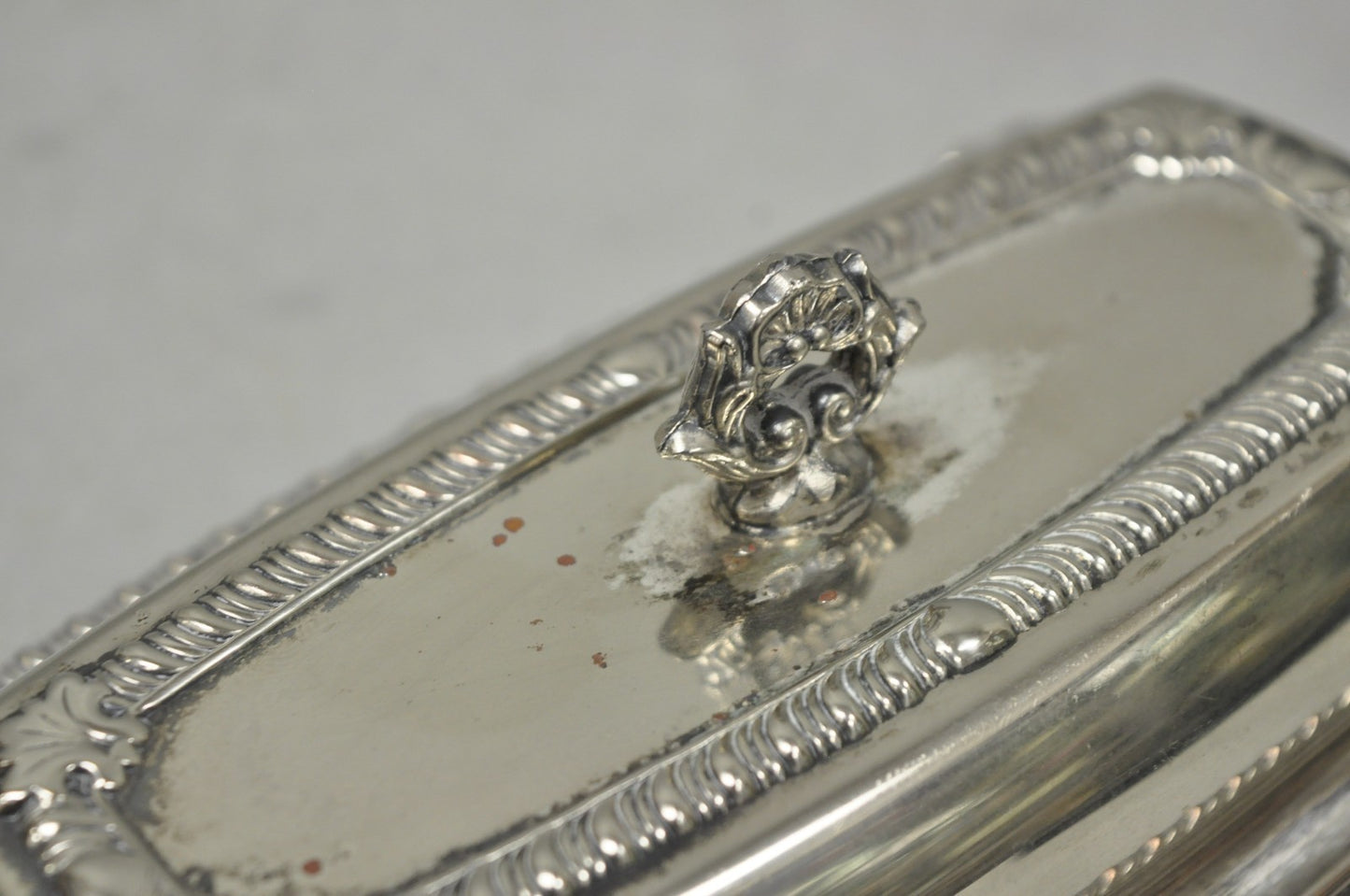 Vintage Victorian Silver Plated Repousse Covered Butter Dish w/ Glass Liner