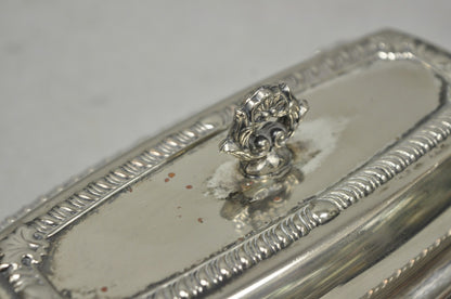 Vintage Victorian Silver Plated Repousse Covered Butter Dish w/ Glass Liner