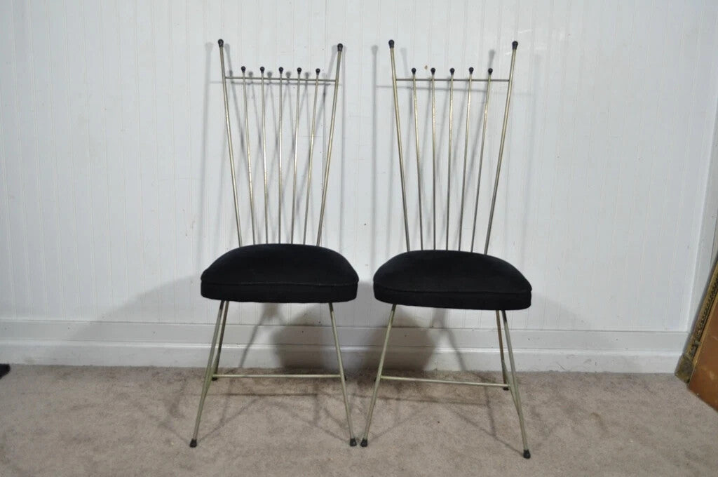 Vintage Mid Century Modern Arthur Umanoff Style Metal Dining Chairs - Set of 4