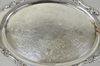 Vintage Reed & Barton 1820 Victorian Silver Plated Oval Serving Platter Bar Tray