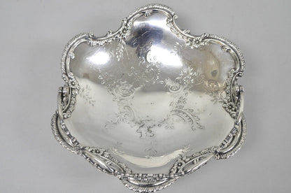 Antique Meriden Silver Plated Floral Repousse Pedestal Brides Wedding Basket