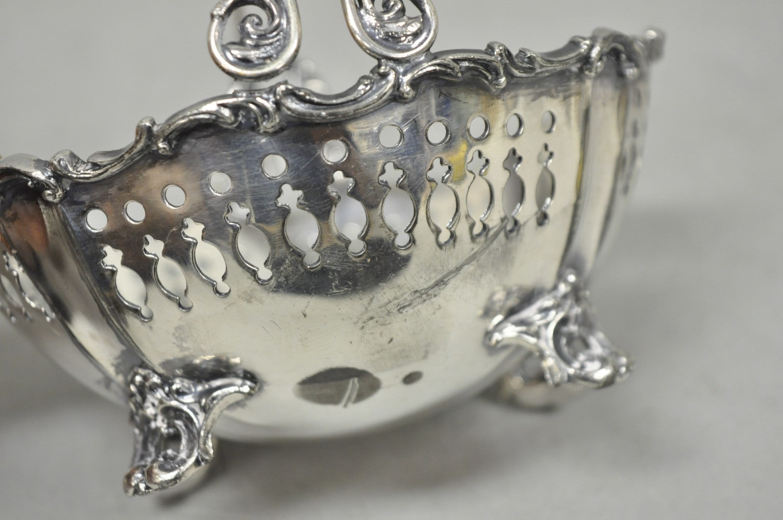 Antique Wallace Bros Victorian Silver Plated Reticulated Small Basket Nut Dish