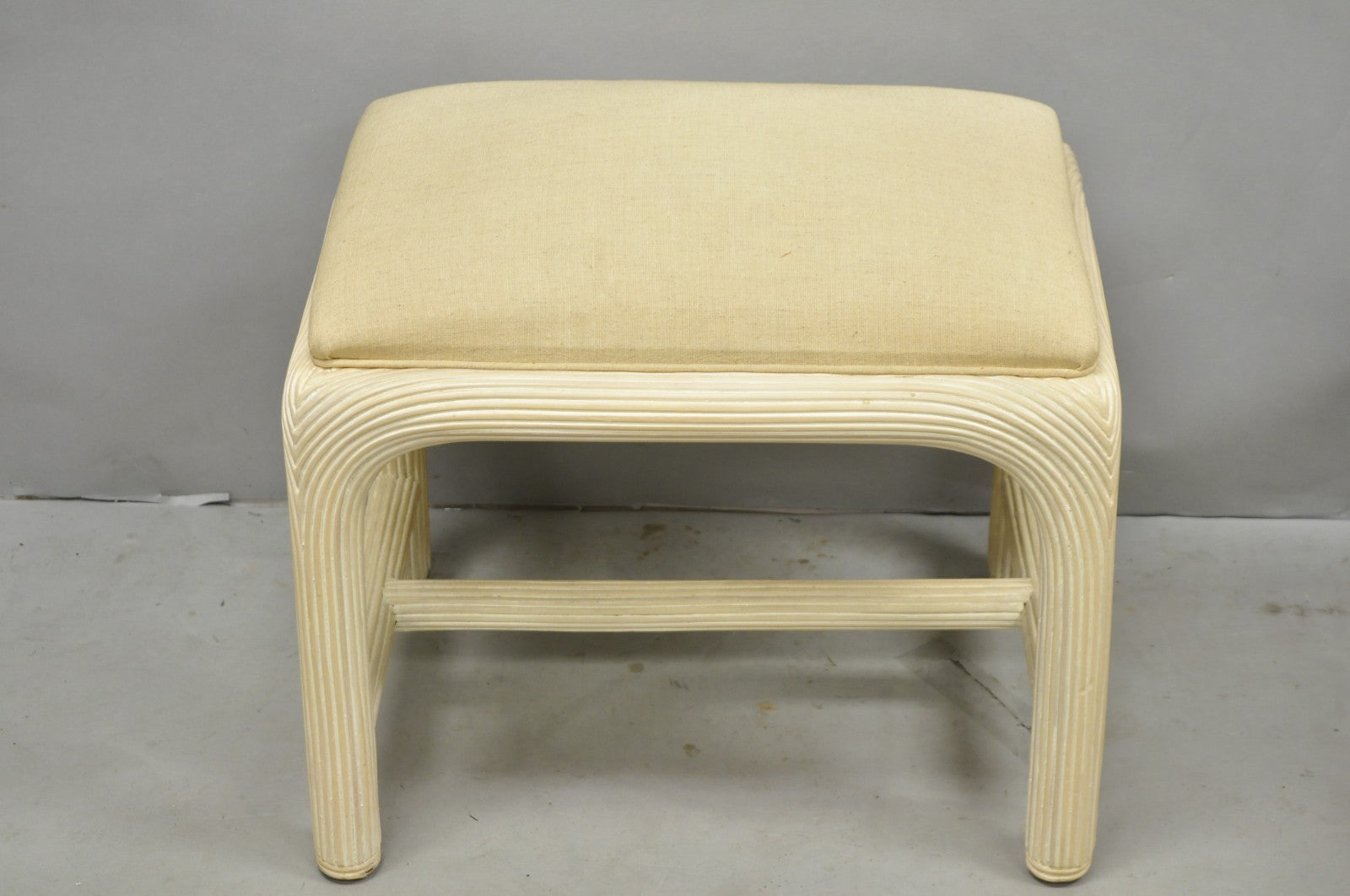 Vintage Hollywood Regency Rattan Pencil Reed Stools by American Drew - a Pair