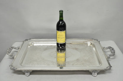 Vintage English Victorian Large Silver Plated Twin Handle Serving Platter Tray