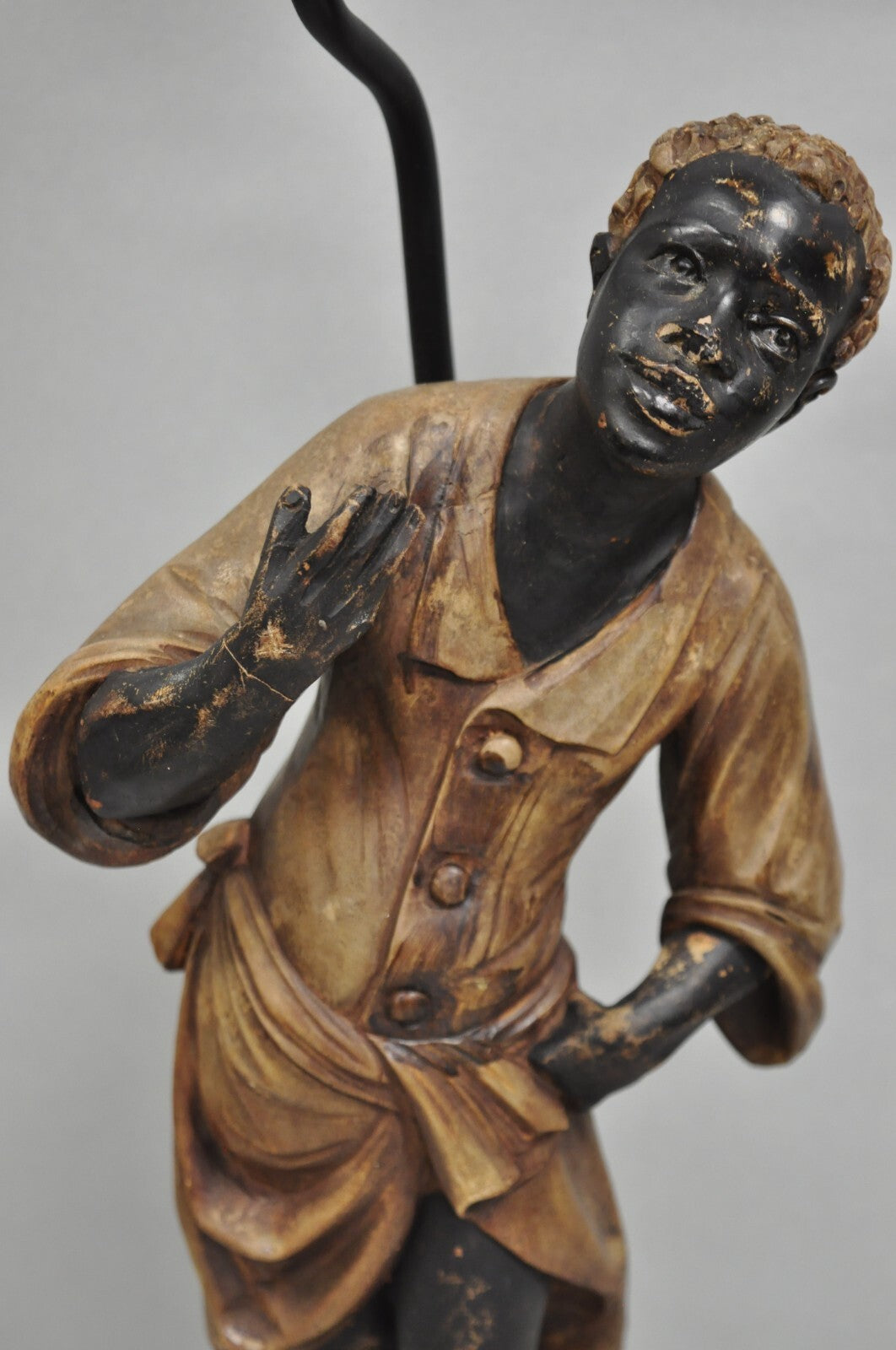 Vintage Egyptian Moorish Style Resin Blackamoor Sculpture Figure Table Lamp