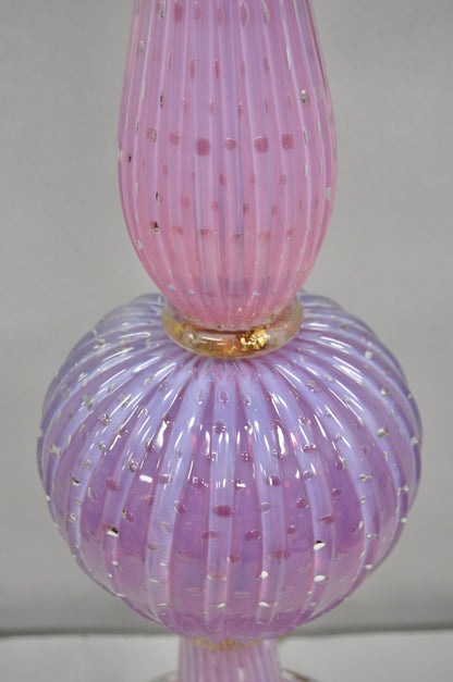 Vintage Italian Mid Century Modern Murano Pink & Purple Bubble Glass Table Lamp