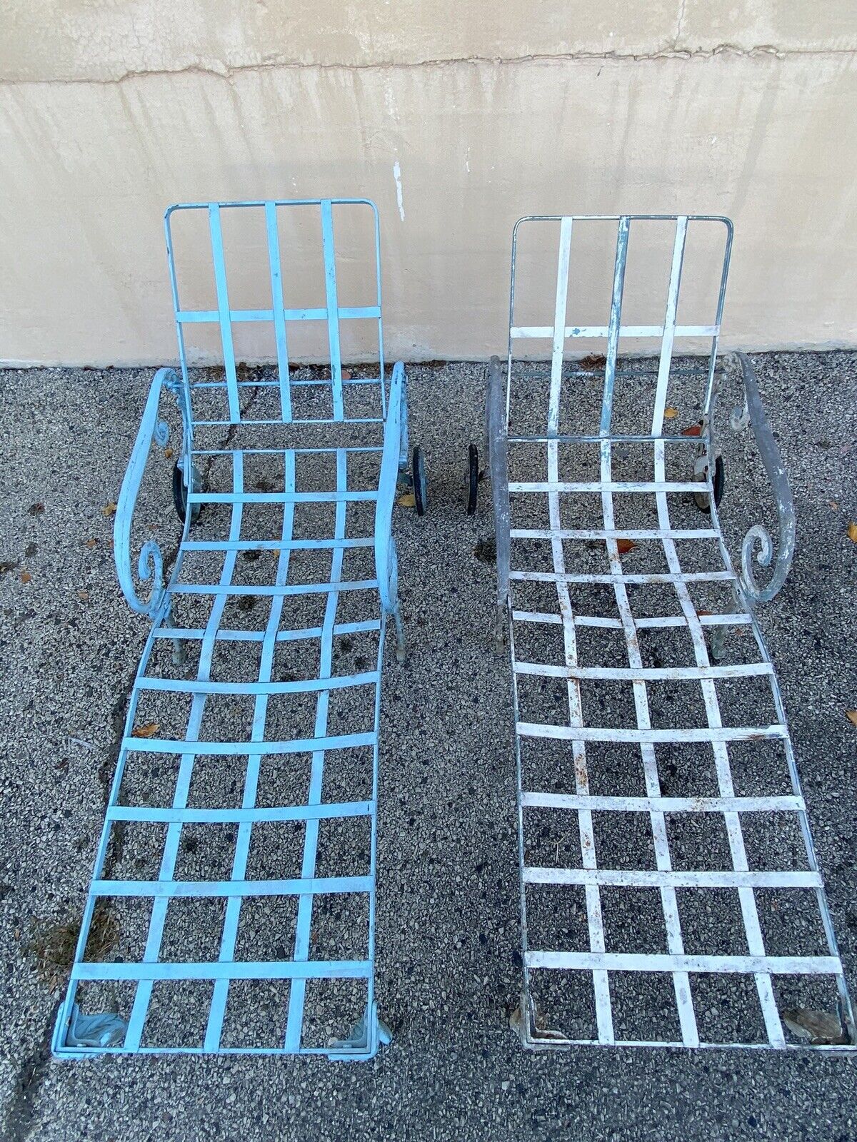 Vintage Molla Cast Aluminum Hollywood Regency Pool Patio Chaise Lounge - a Pair