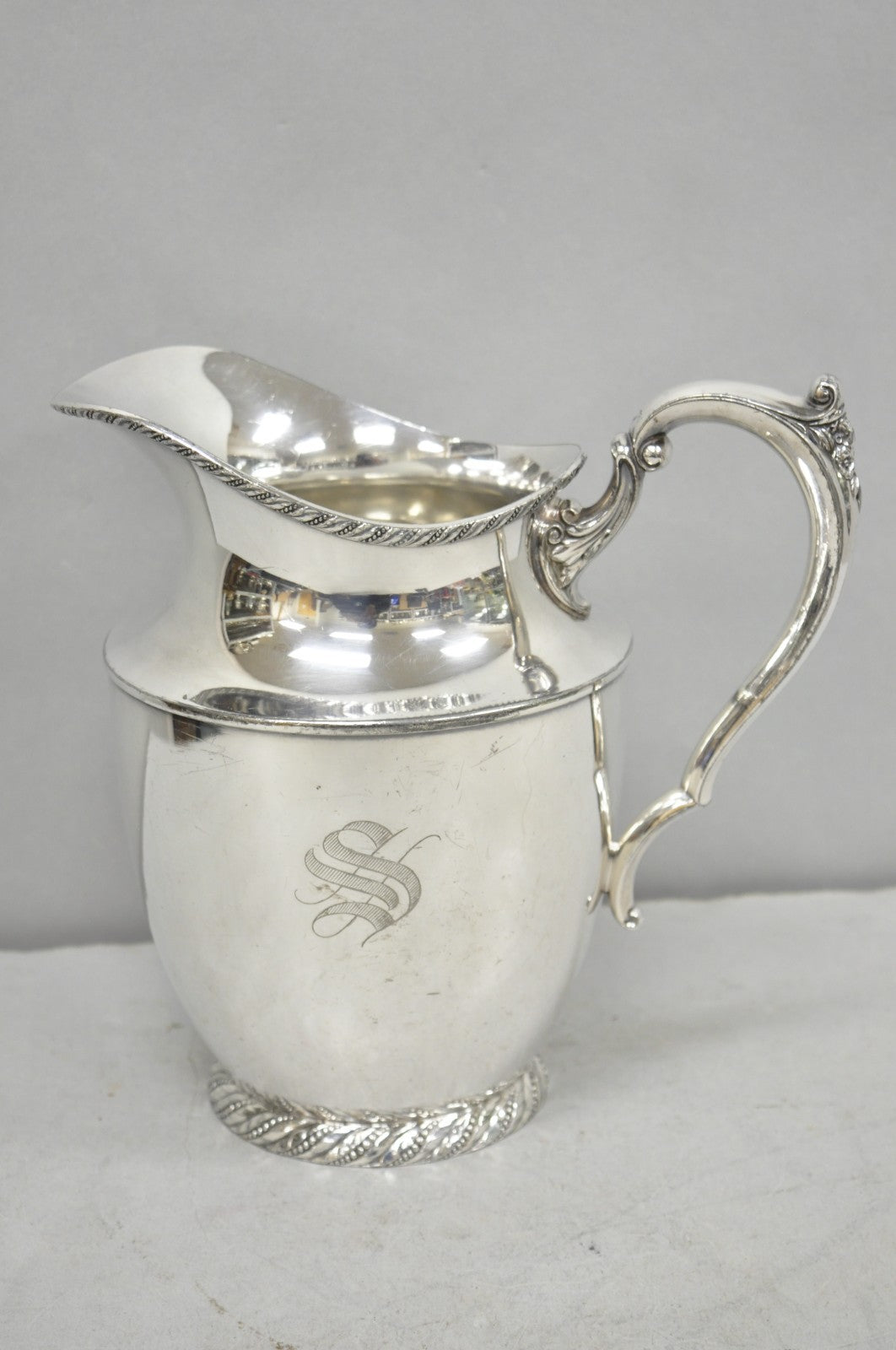 Vintage Victorian Silver Plated Melford Lemonade Water Pitcher with "S" Monogram
