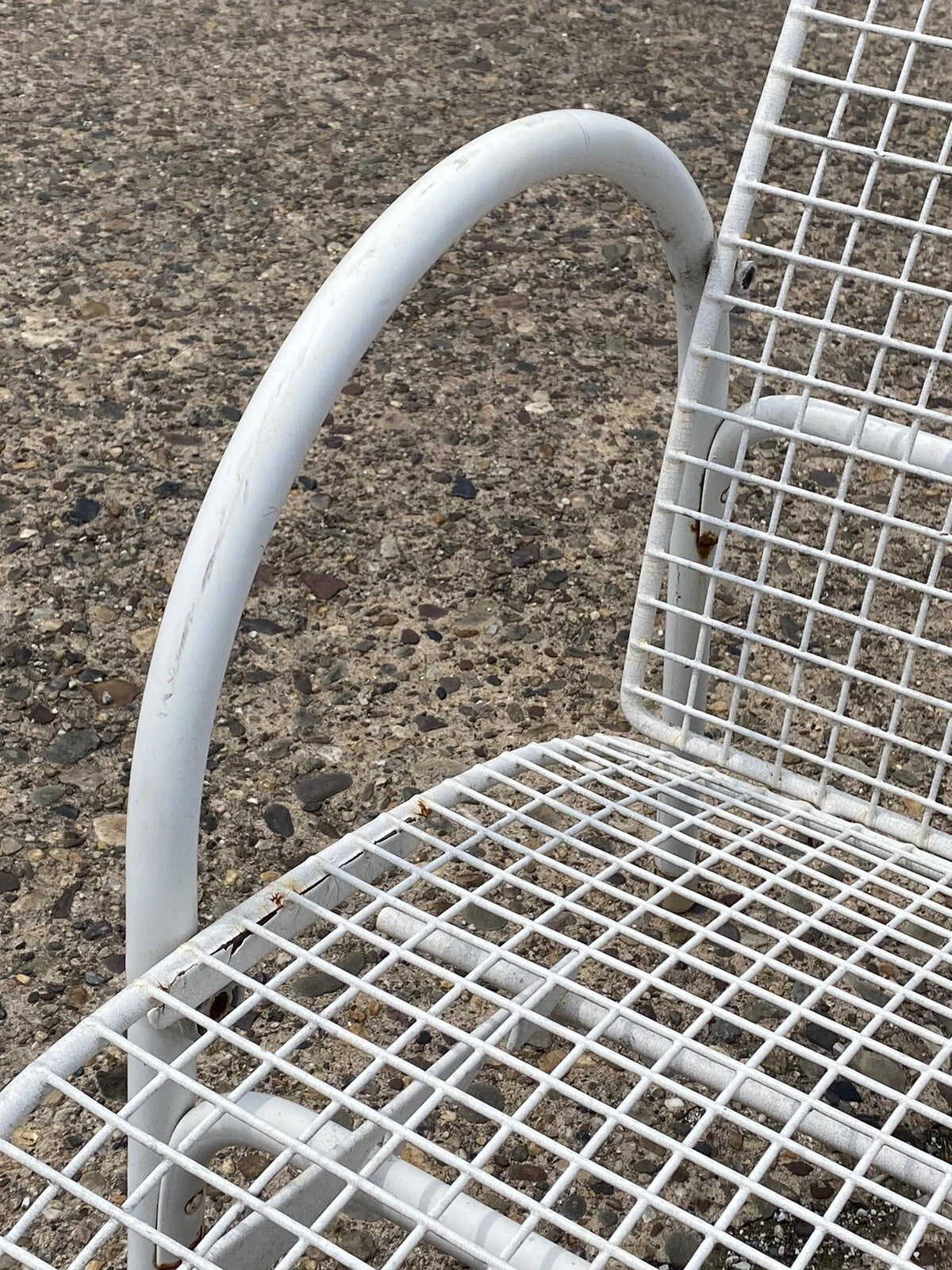 Vintage Mid Century Modern Reclining Wrought Iron Sculptural Patio Lounge Chair