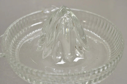 Vintage Art Deco Clear Glass Ribbed Hand Juicer Citrus Orange Handle & Lip