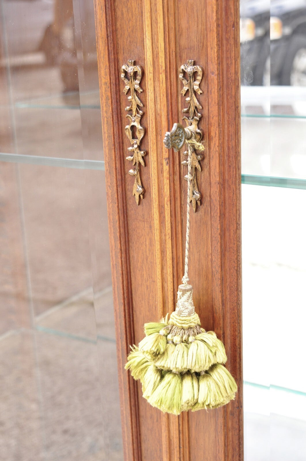 Antique French Louis XVI Style 94" Curio China Display Cabinet Bookcase w Bronze