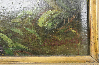 Vintage Traditional Oil on Canvas Wood Frame "Duck Family" Art Signed Borofsky