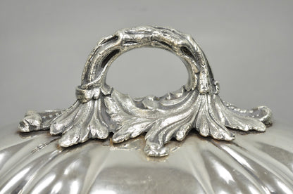 Antique English Victorian Large Silver Plated Scalloped Meat Serving Dome Cover
