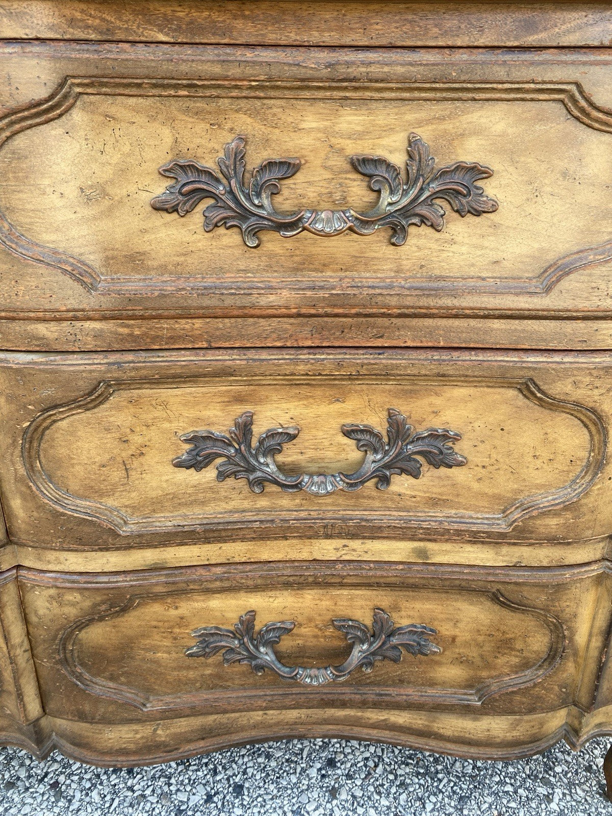 Vintage Auffray & Co French Country Provincial Walnut 9 Drawer Dresser Credenza