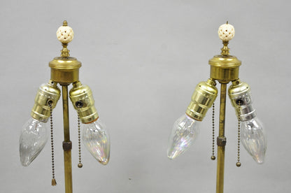 Antique Japanese Ceramic Beige Figural Dragon Vase Form Table Lamps - a Pair