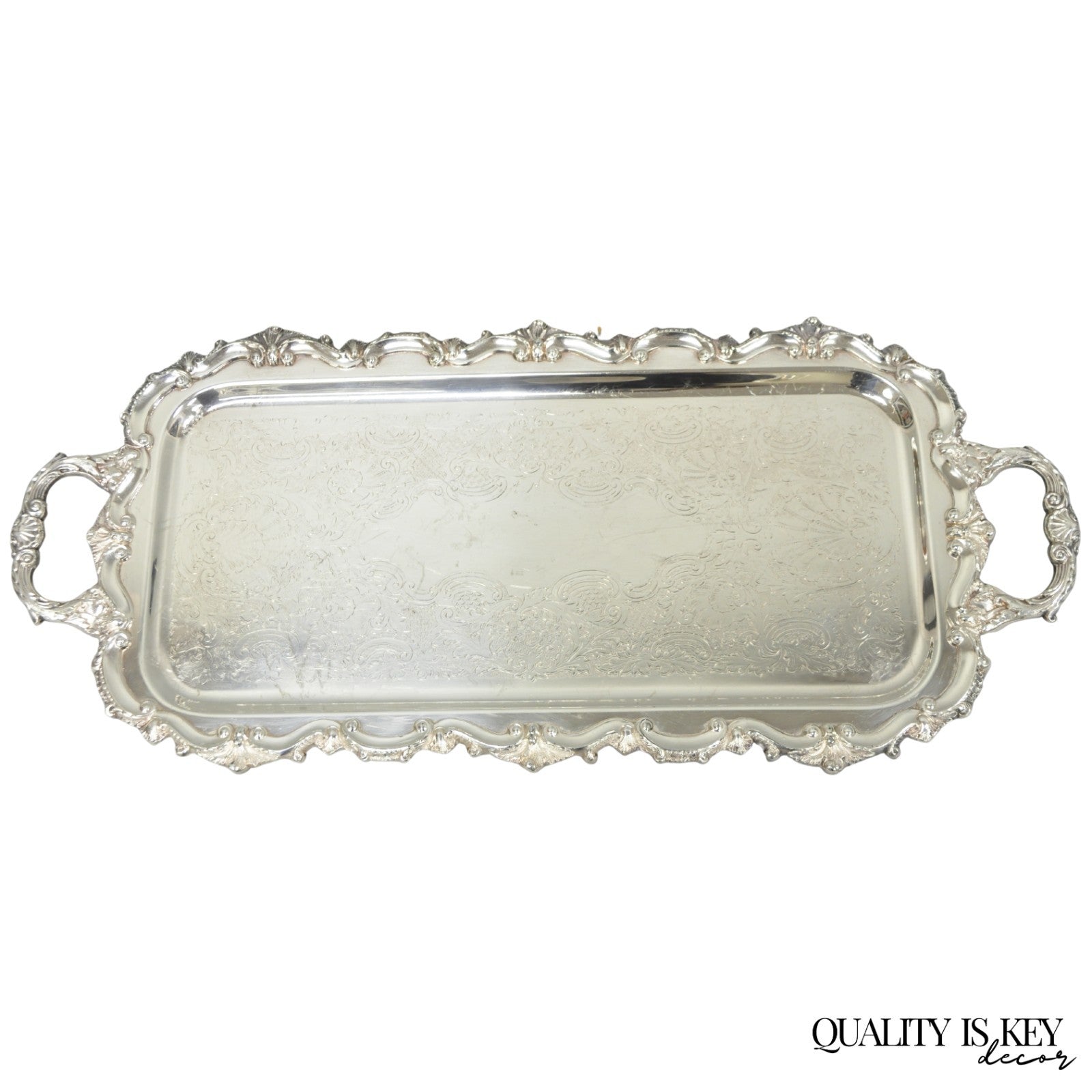 Vintage Bristol 132 Victorian Silver Plated Narrow Serving Platter Bar Tray
