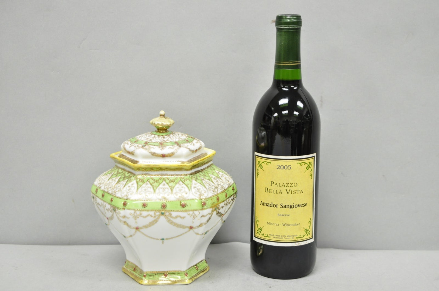 Antique Nippon Noritake Hand Painted Porcelain Gold Gilt Draped Biscuit Jar