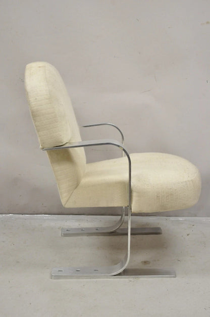 Vintage Mid Century Modern Aluminum Flat Bar Ski Base Cantilever Lounge Chair