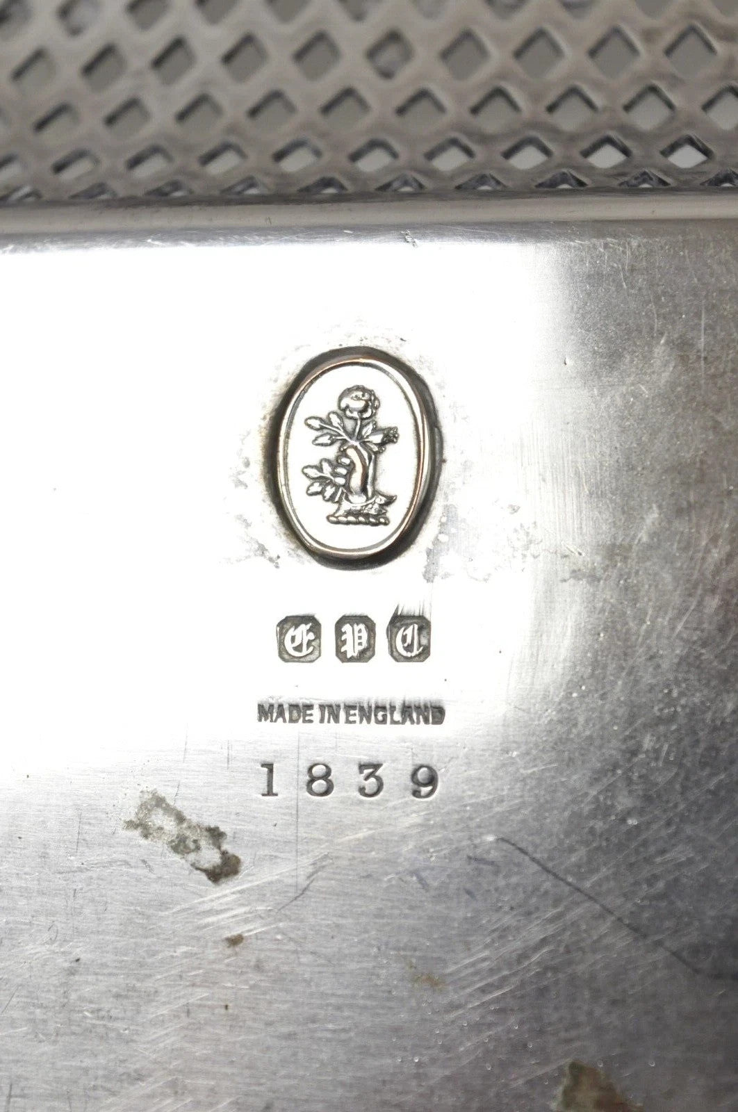 Antique Victorian Silver Plated Grapevine Repousse Platter Bar Tray w/ Monogram