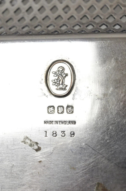 Antique Victorian Silver Plated Grapevine Repousse Platter Bar Tray w/ Monogram