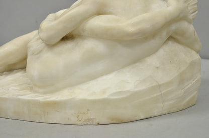 Stephan Abel Sinding (1846-1922) "Lovers Couple" Alabaster Marble Sculpture