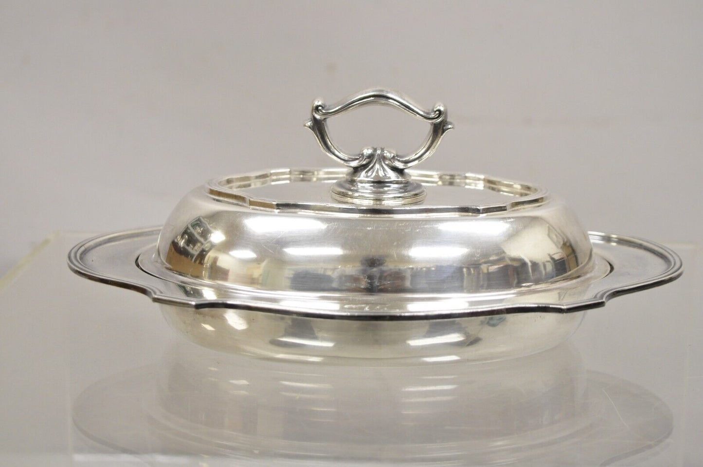 Vintage LBS Co Sheffield Silver Plated Lidded Vegetable Serving Dish