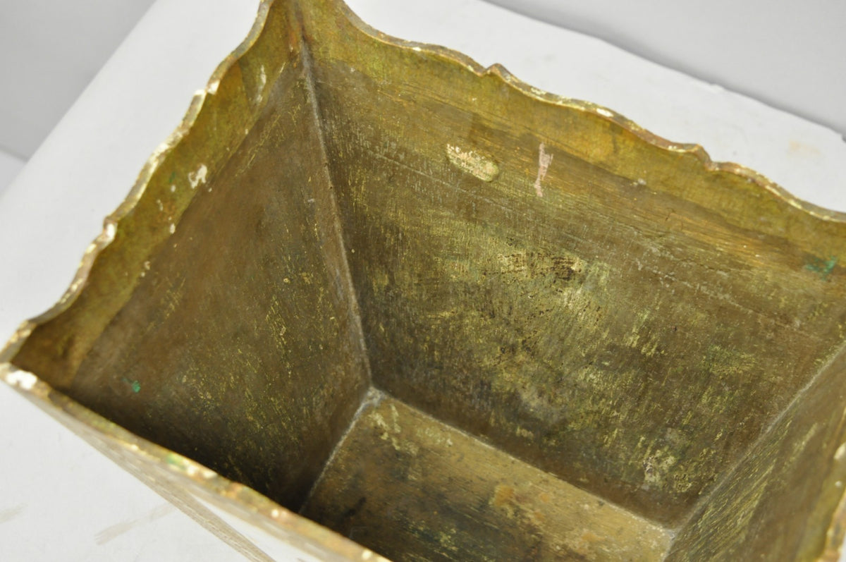 Vintage Italian Florentine Hollywood Regency Gilt Giltwood Wastebasket Trash Can