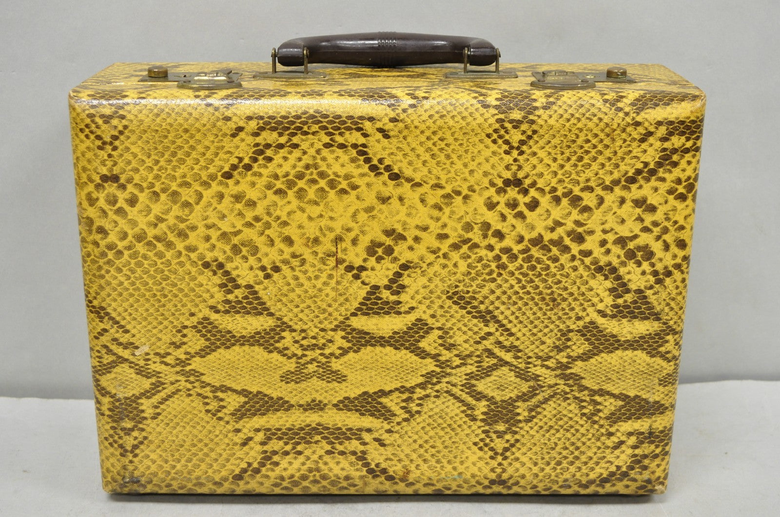 Vintage Mid Century Modern Faux Python Snakeskin Travel Toiletry Case Suitcase