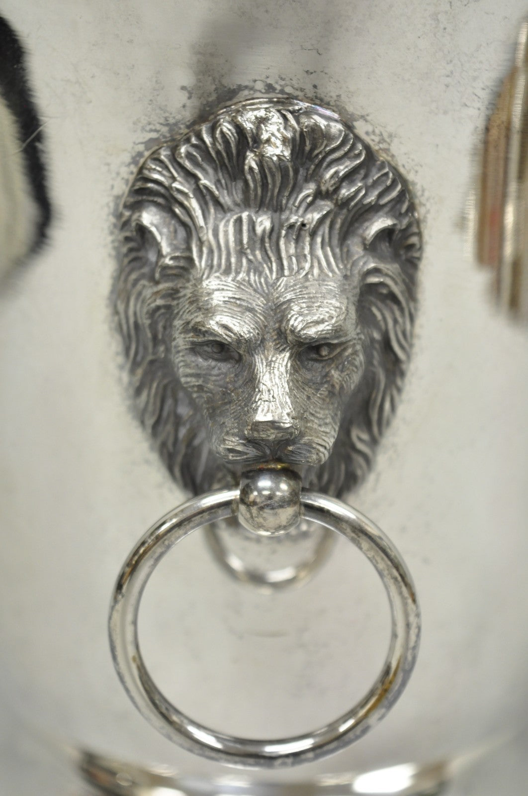 Vintage English Regency Silver Plated Lion Head Champagne Chiller Ice Bucket