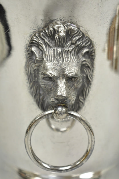 Vintage English Regency Silver Plated Lion Head Champagne Chiller Ice Bucket
