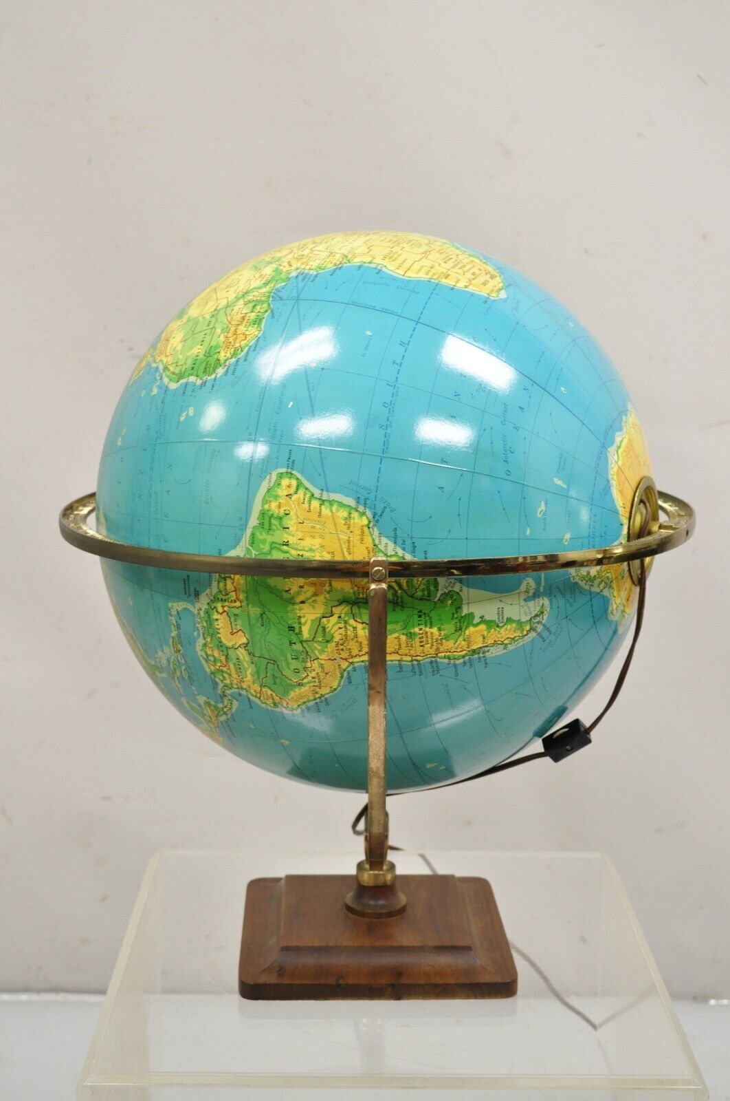 Vintage Cram's 16" Physical Political Terrestrial Illuminated Lighted Globe