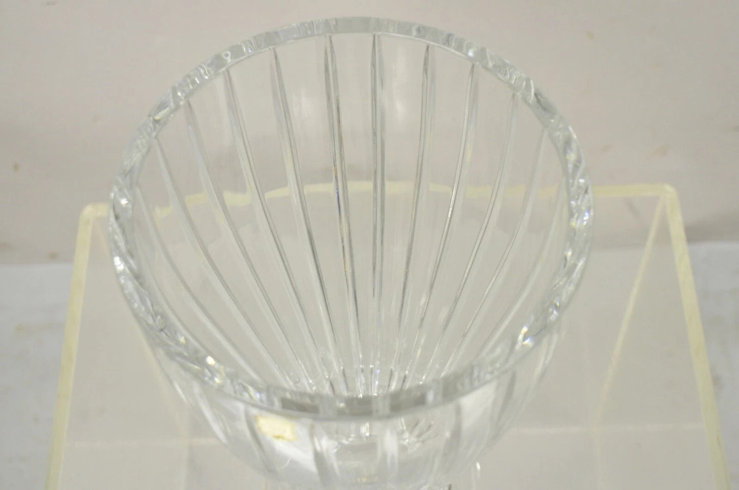 Vintage Modern Lead Crystal Glass 12" Fluted Flower Vase, Poland