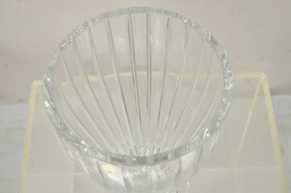 Vintage Modern Lead Crystal Glass 12" Fluted Flower Vase, Poland