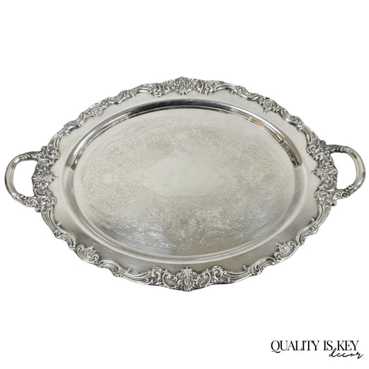 Vintage Reed & Barton 1955 Victorian Silver Plated Oval Bar Serving Platter Tray