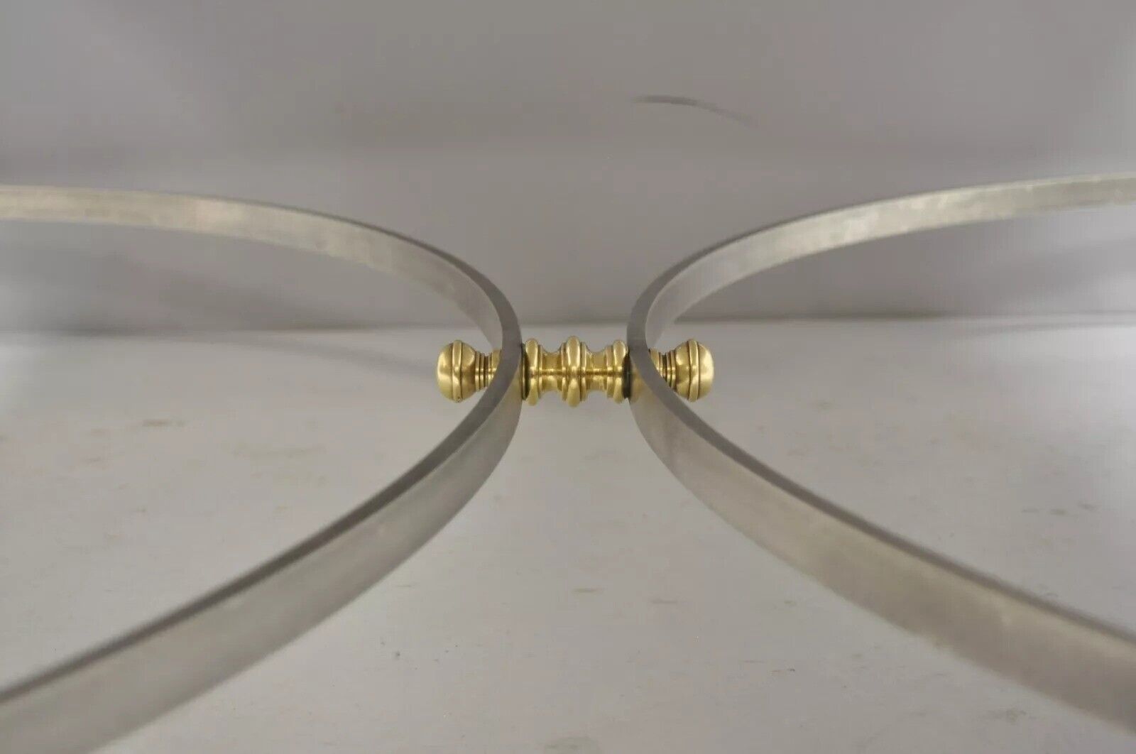 Italian Neoclassical Maison Jansen Style Steel & Brass Marble Top Coffee Table