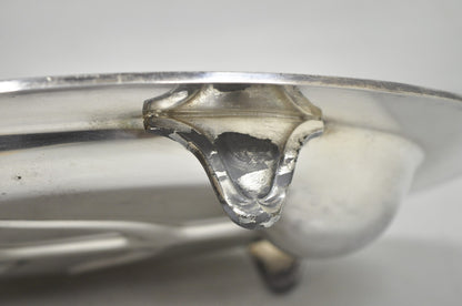 Vintage Crescent Regency Style Silver Plated Oval Cutlery Serving Platter Tray