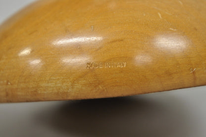 Vintage Italian Regency Large Cattle Cow Horn Vase on Sculpted Maple Wood Base