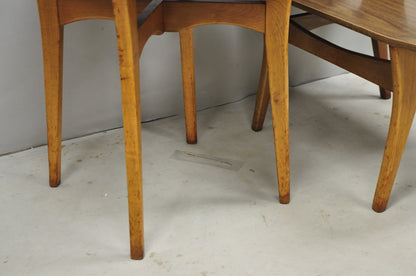Vintage Mid Century Modern Walnut & Formica Round & Step Side Table Set - 2 pcs